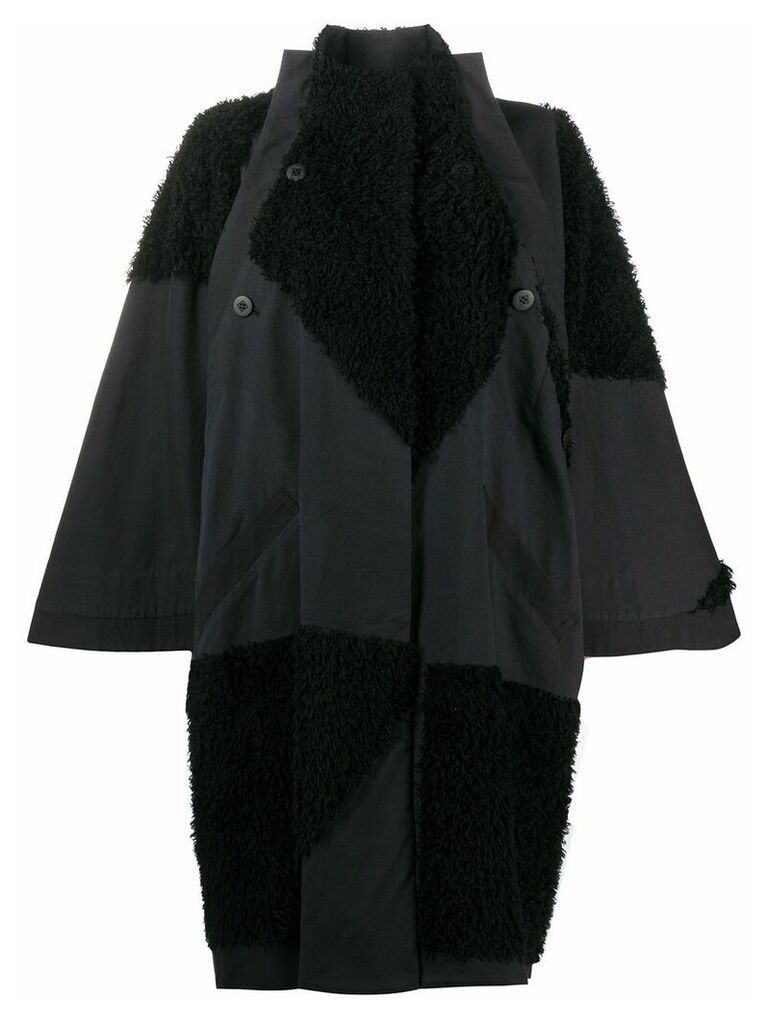 132 5. Issey Miyake oversized shearling panelled coat - Black