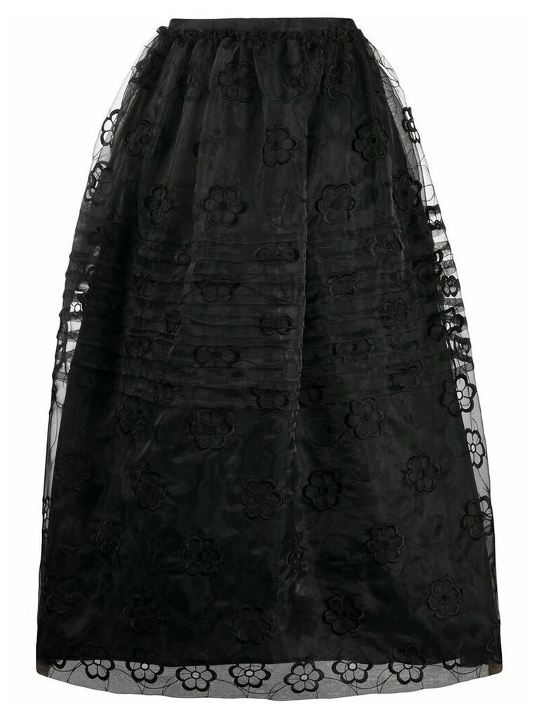 Simone Rocha floral embroidery full skirt - Black