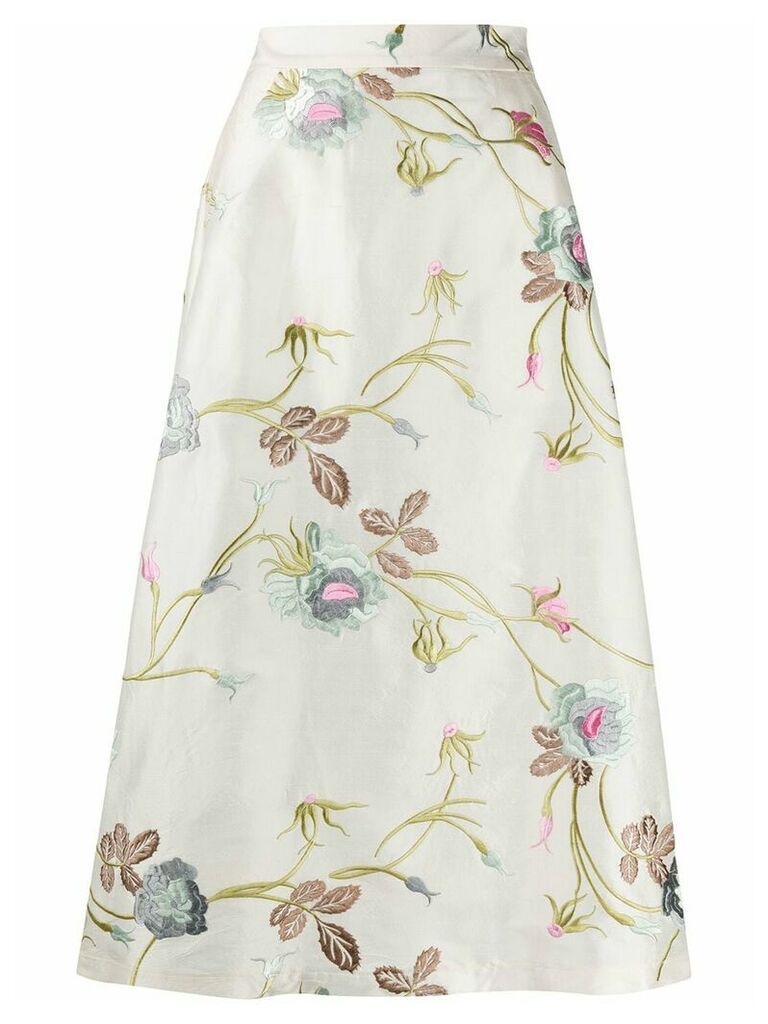Société Anonyme A-line embroidered floral skirt - White