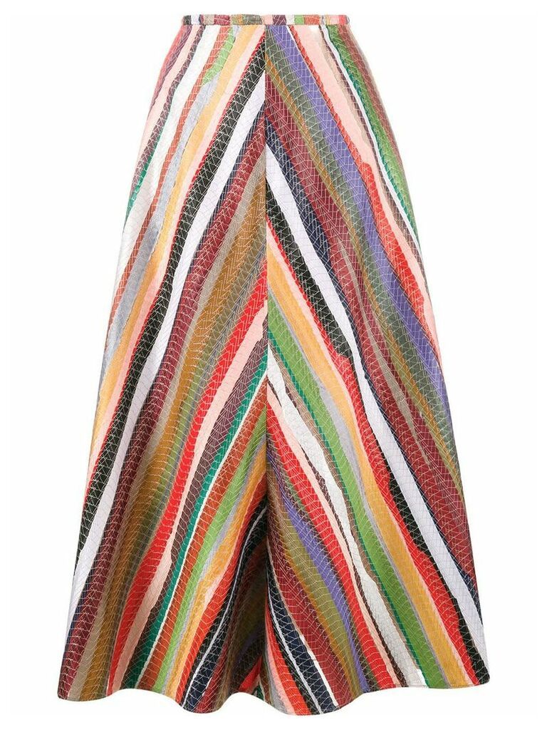 Rosie Assoulin rainbow stripe A-line skirt - Red