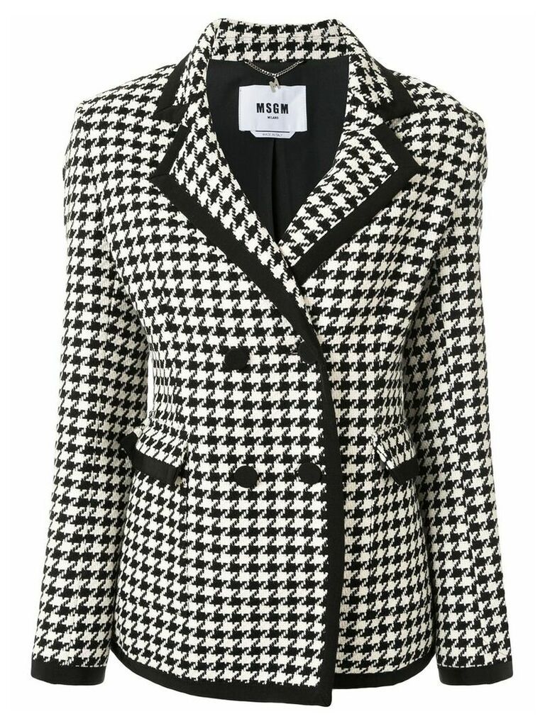 MSGM double-breasted houndstooth blazer - White
