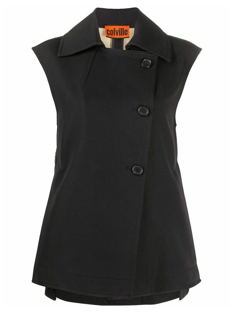 colville boxy fit side buttoned waistcoat - Black