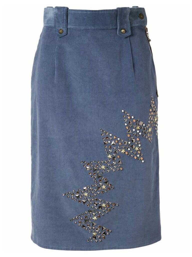 Kolor stud-embellished corduroy skirt - Blue