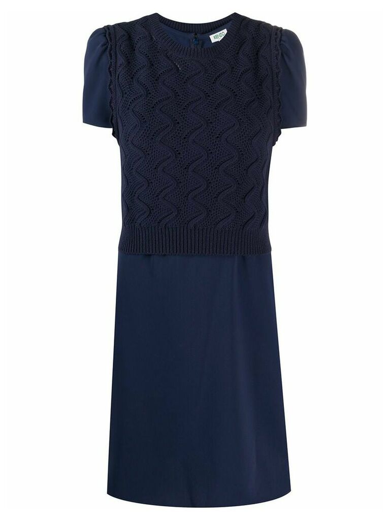 Kenzo layered short-sleeved dress - Blue