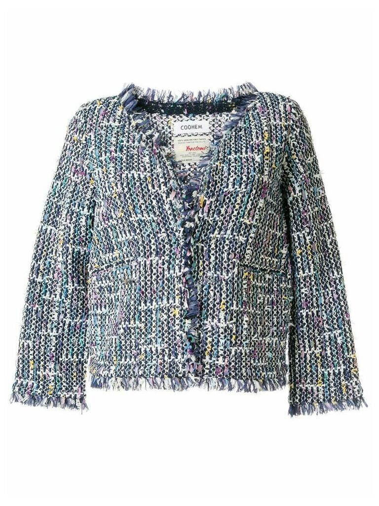 Coohem cropped sleeve Spring Air tweed jacket - Blue