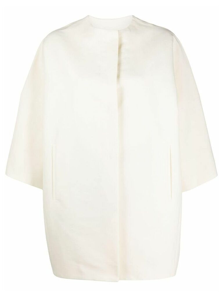 Aspesi oversized cropped sleeve coat - White