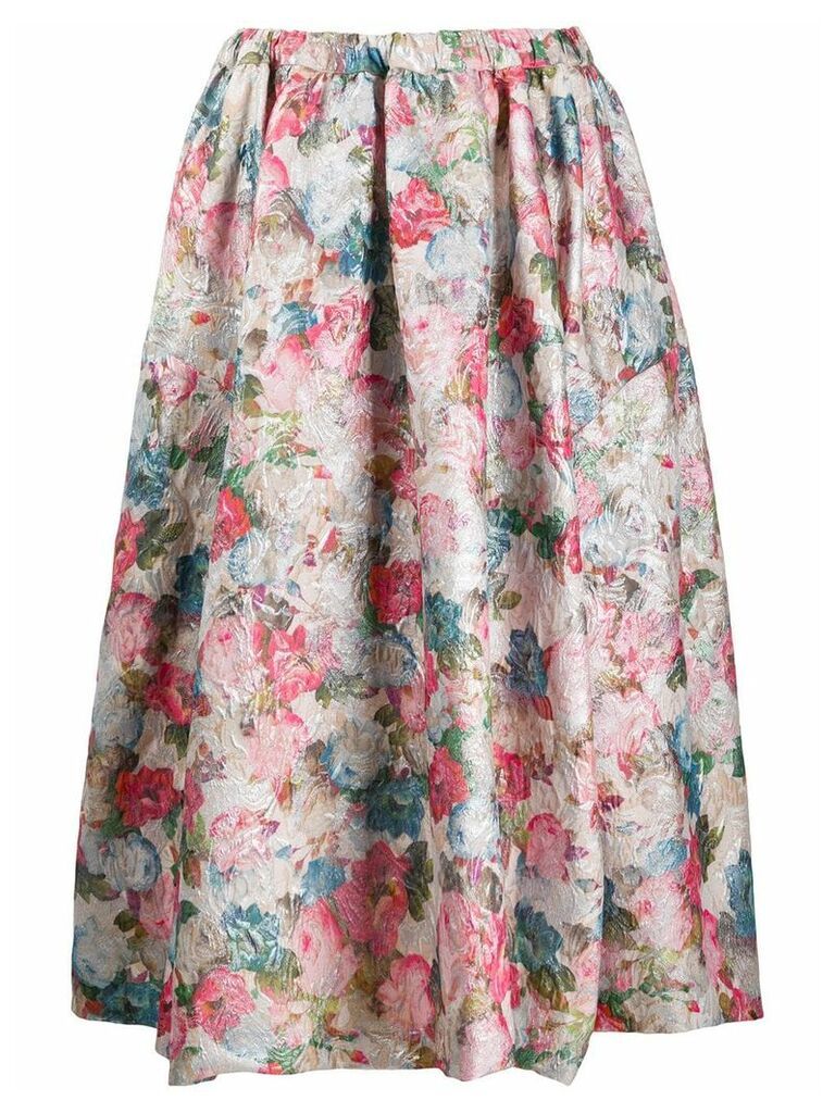 Comme Des Garçons pleated floral skirt - PINK