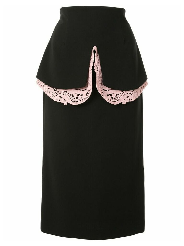 Mame Kurogouchi layered style lace detail skirt - Black