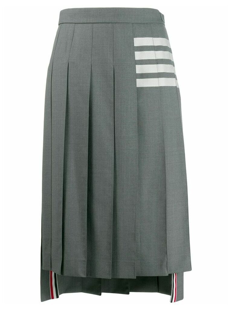 Thom Browne 4-Bar stripe pleated midi skirt - Grey