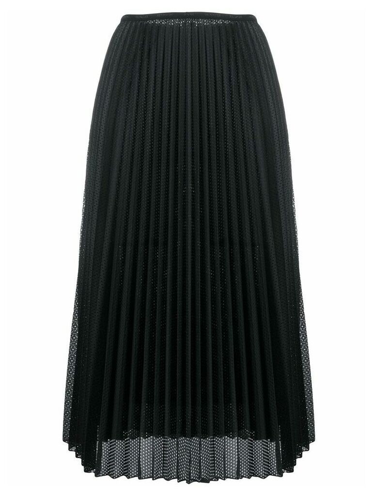 Moncler perforated pleated satin midi skirt - Black