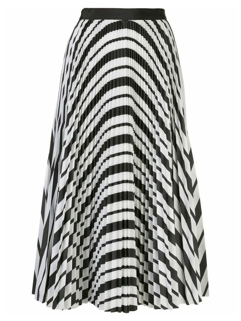 Sacai striped pleated A-line skirt - Black