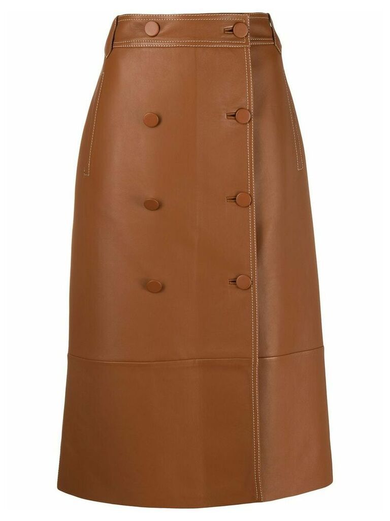 Escada button front midi skirt - Brown
