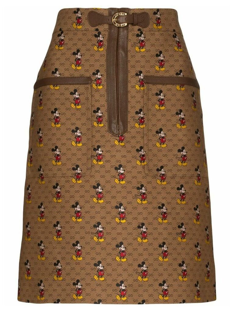 Gucci x Disney Mickey monochrome skirt - Brown