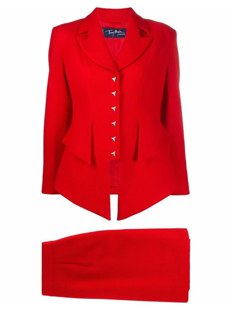 Thierry Mugler Pre-Owned cut-out slim-fit skirt suit - Red