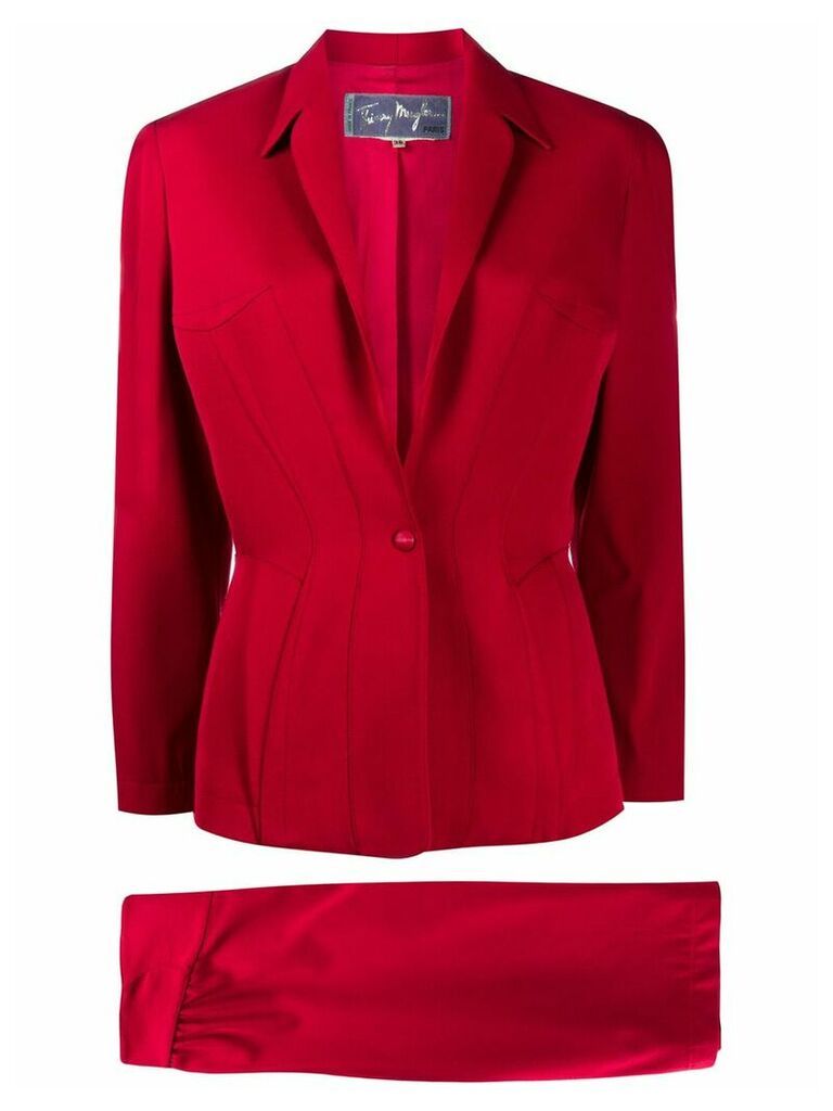 Thierry Mugler Pre-Owned slim-fit skirt suit - Red