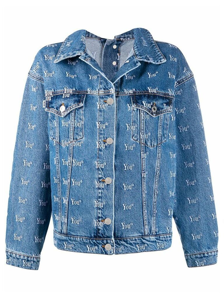 MSGM Youth embroidery denim jacket - Blue