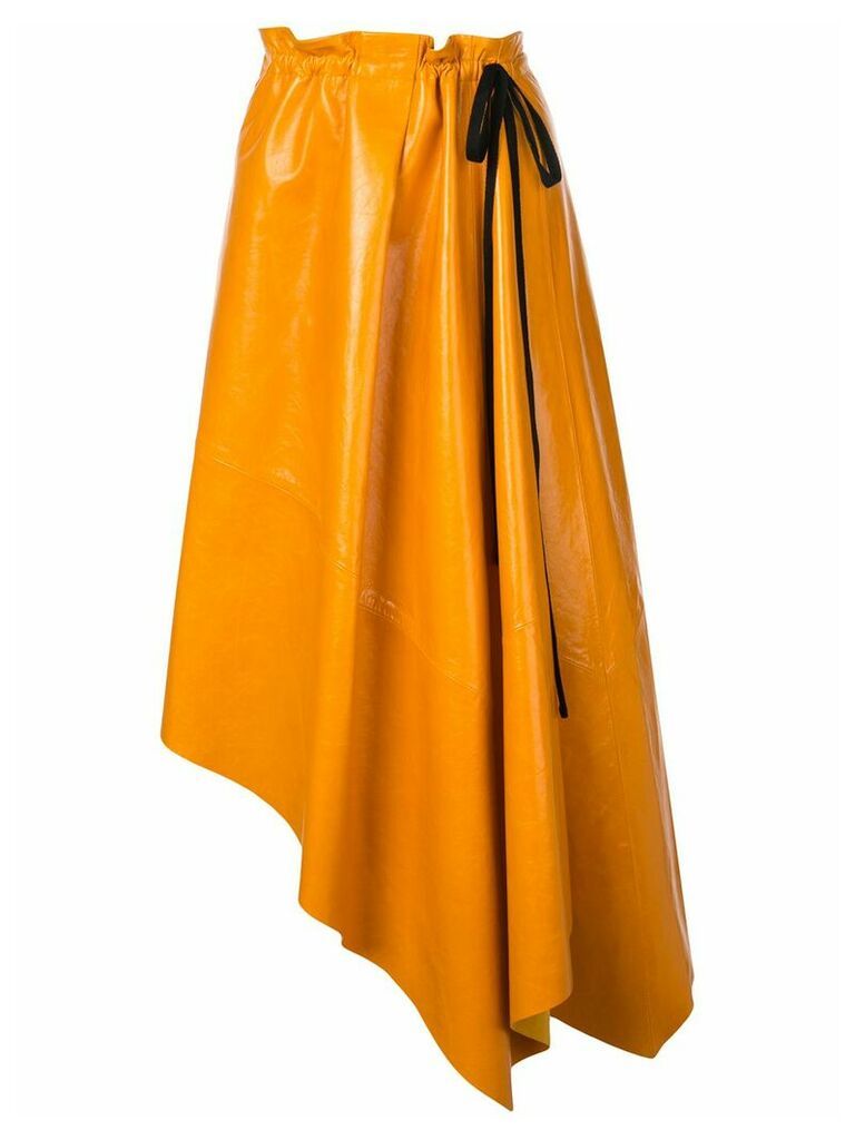 Proenza Schouler Asymmetrical Shiny Leather Mid Skirt - ORANGE