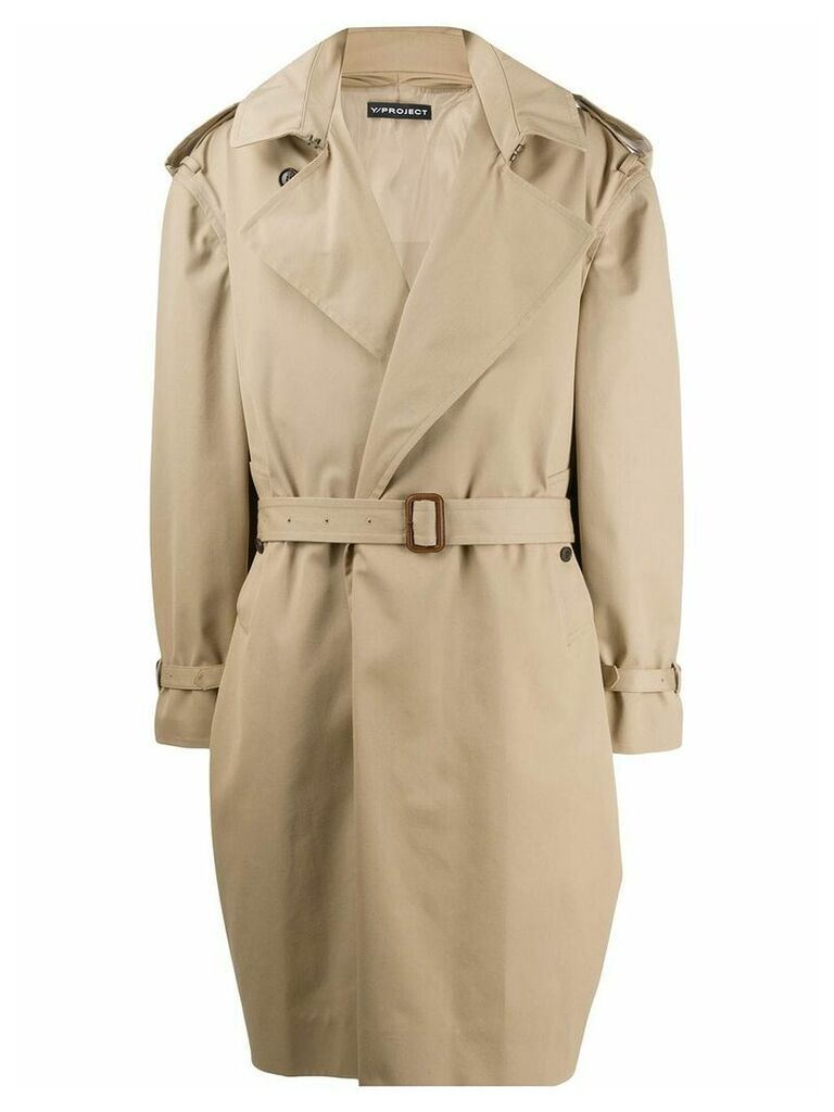 Y/Project mid-length belted coat - Neutrals