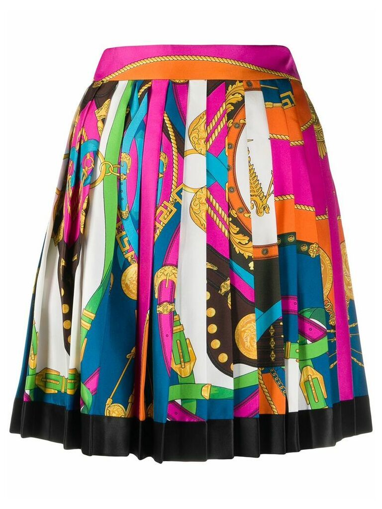Versace belt print pleated skirt - PINK