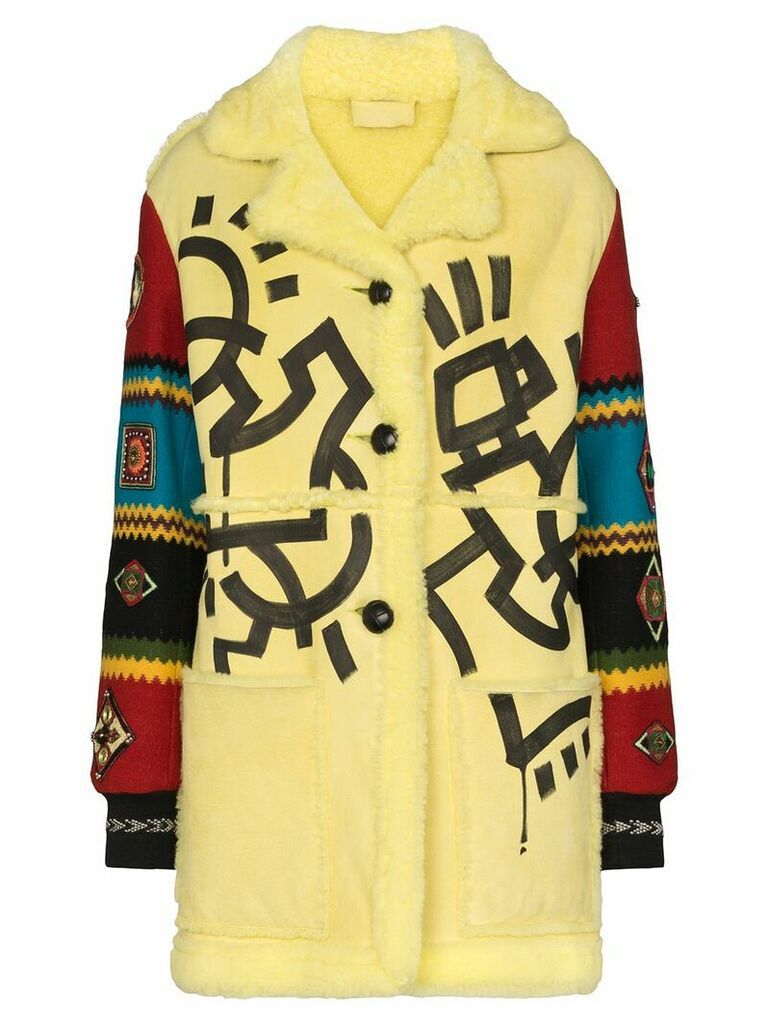 Duran Lantink aztec faux shearling coat - Yellow