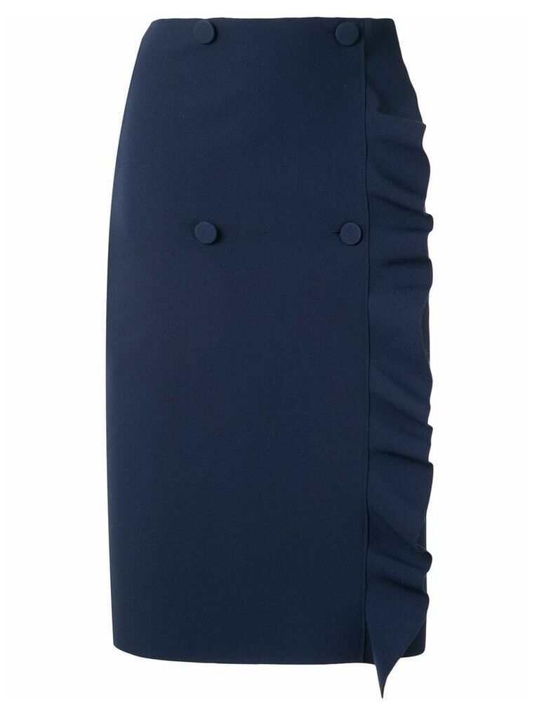 MSGM ruffle-trimmed pencil skirt - Blue