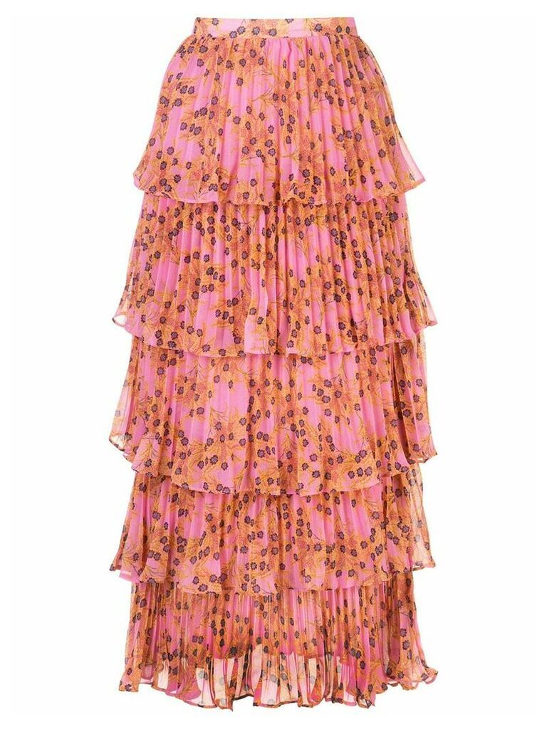 Alexis Fluera layered floral-print skirt - PINK