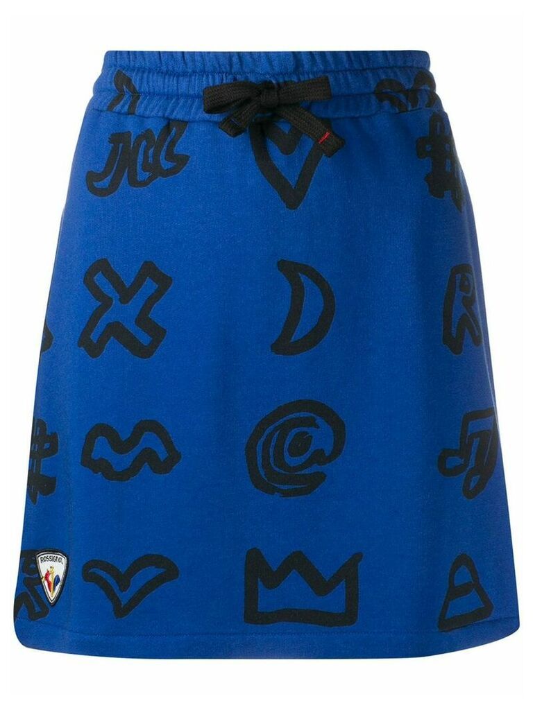 Rossignol x JCC scribbled symbol cotton blend skirt - Blue