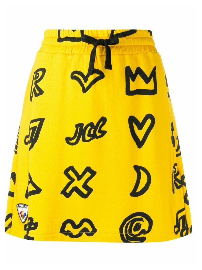 Rossignol x JCC scribbled symbol cotton blend skirt - Yellow
