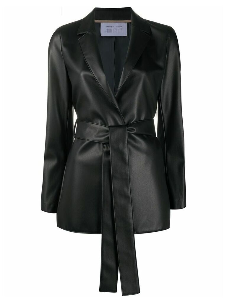Harris Wharf London belted notch lapel coat - Black