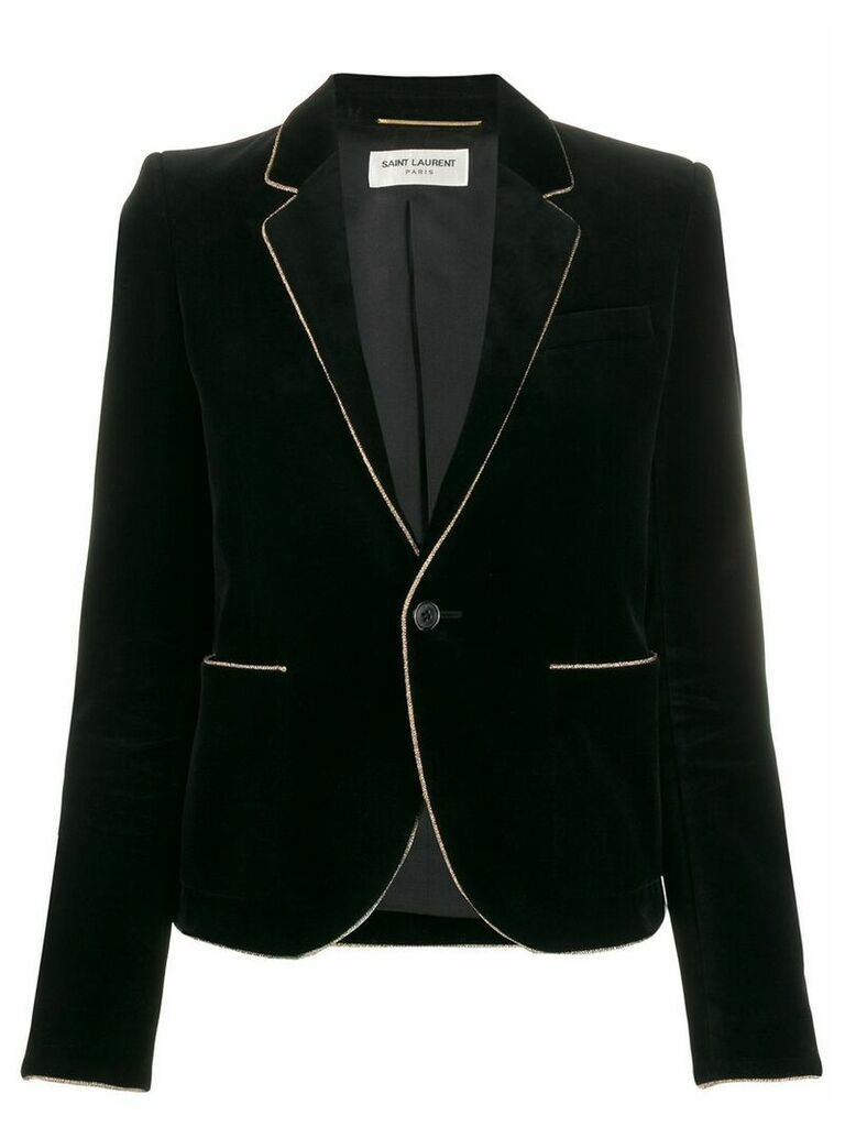 Saint Laurent contrast piping velvet blazer - Black
