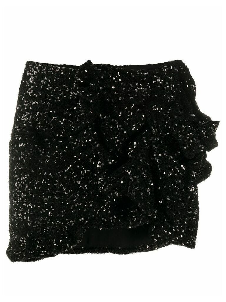 Amen sequin embroidered asymmetric skirt - Black
