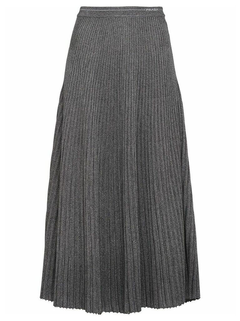 Prada metallic midi knitted skirt - Grey