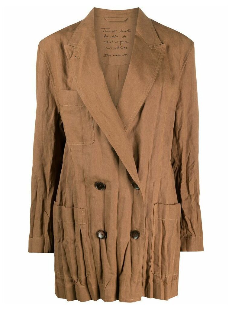 Acne Studios double-breasted crinkled effect blazer - Brown