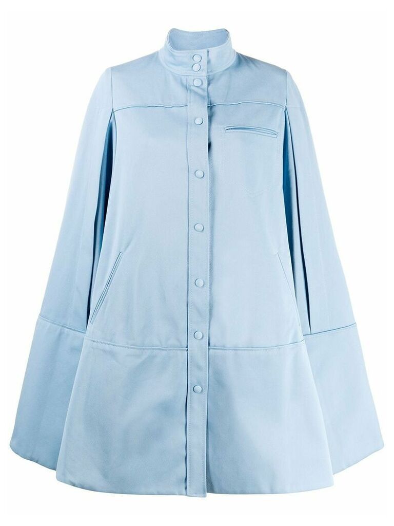 Courrèges cut-out sleeve flared coat - Blue