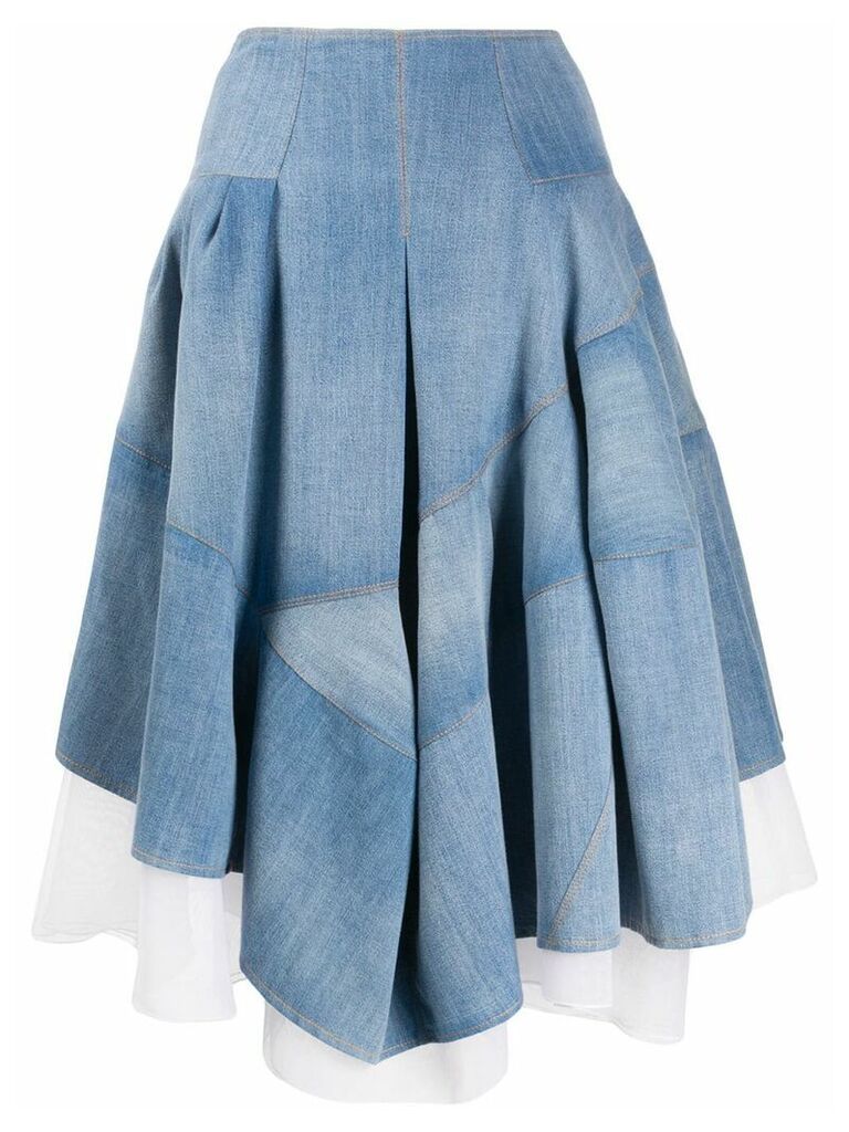 Ermanno Scervino layered full denim skirt - Blue