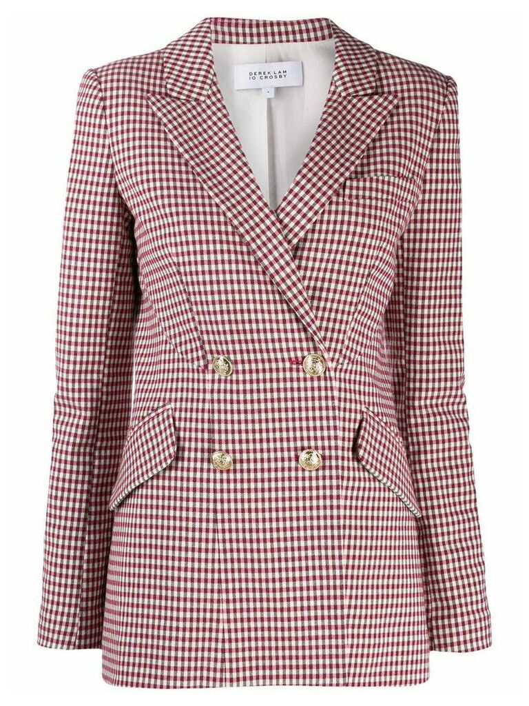 Derek Lam 10 Crosby Rodeo Double Breasted Gingham Twill Blazer - PINK