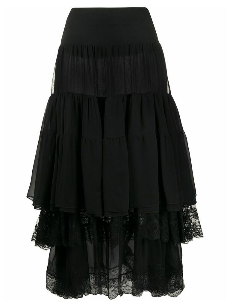 Ermanno Scervino lace trimmed pleated skirt - Black