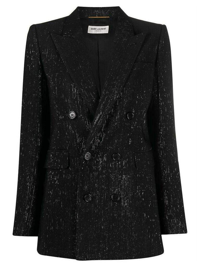 Saint Laurent metallic threaded silk blazer - Black