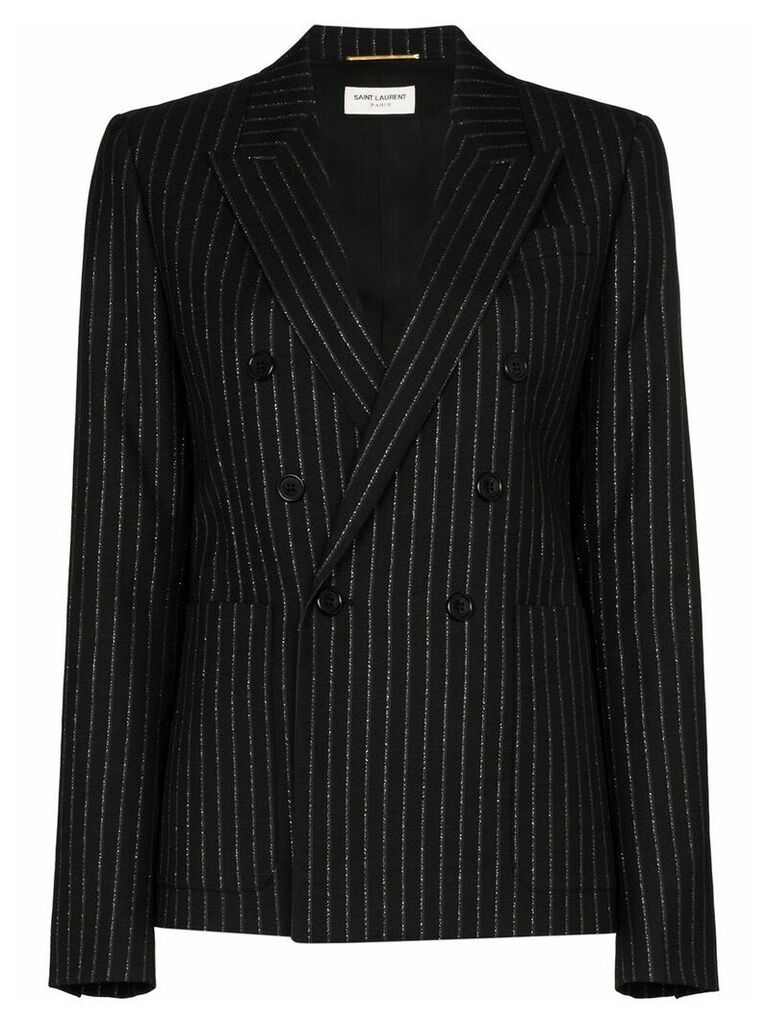 Saint Laurent double-breasted silver stripe blazer - Black
