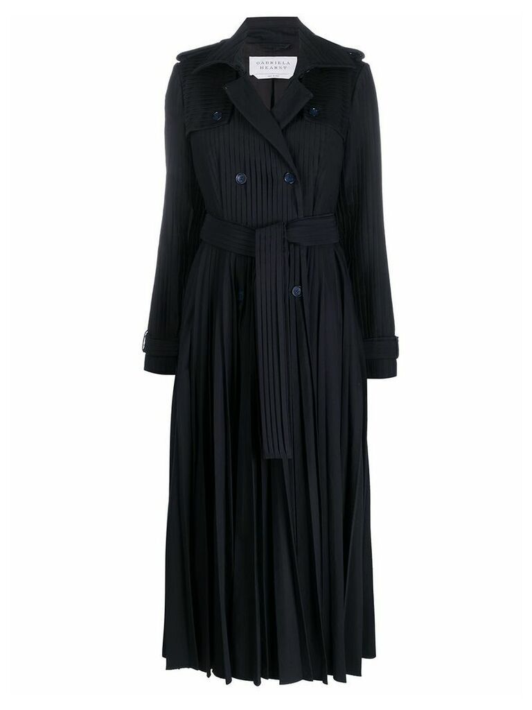Gabriela Hearst pleated belted trench coat - Blue