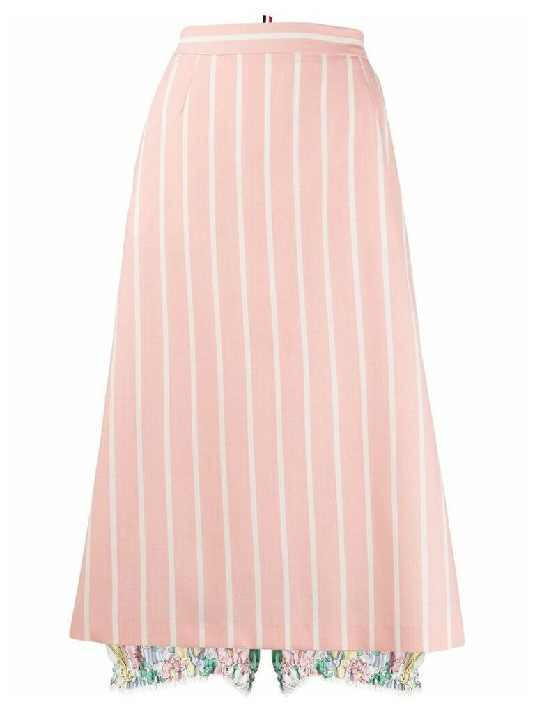 Thom Browne striped flared skirt - PINK