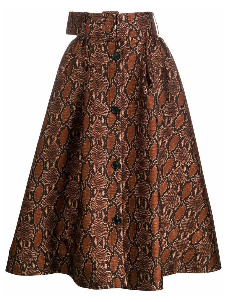 MSGM snakeskin-print full skirt - Brown