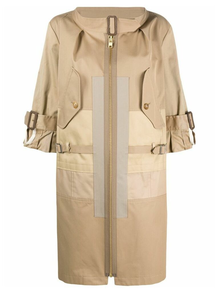 Junya Watanabe front zipped trench coat - Neutrals