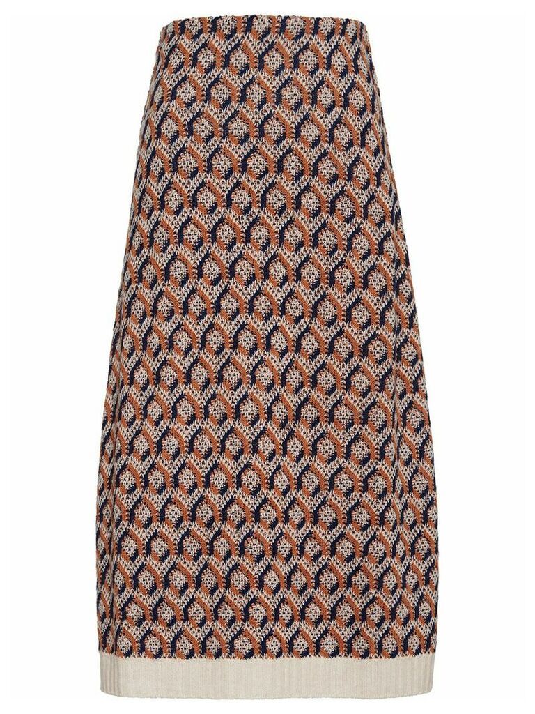 Prada jacquard hive motif skirt - ORANGE
