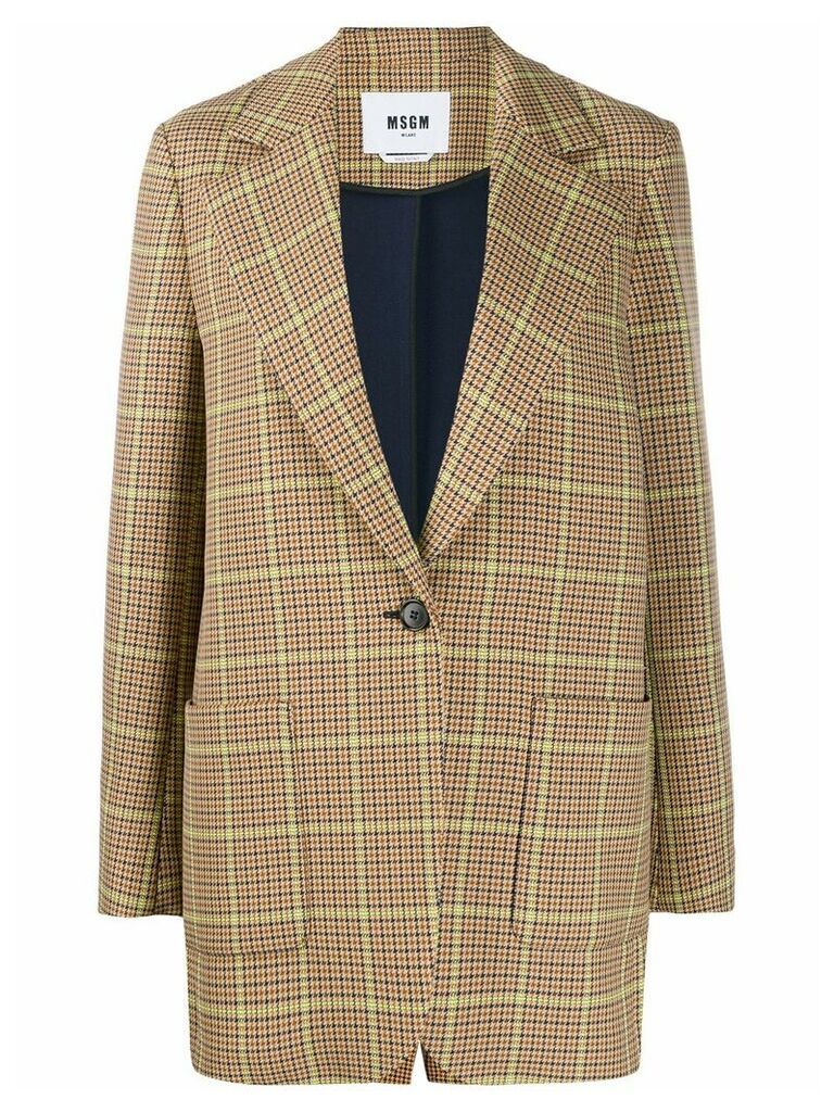 MSGM single-breasted houndstooth blazer - Brown
