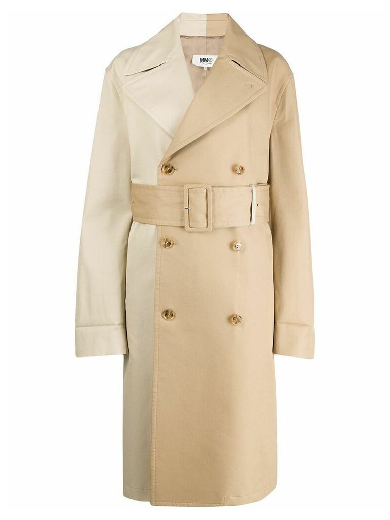 Mm6 Maison Margiela two-tone belted trench - NEUTRALS