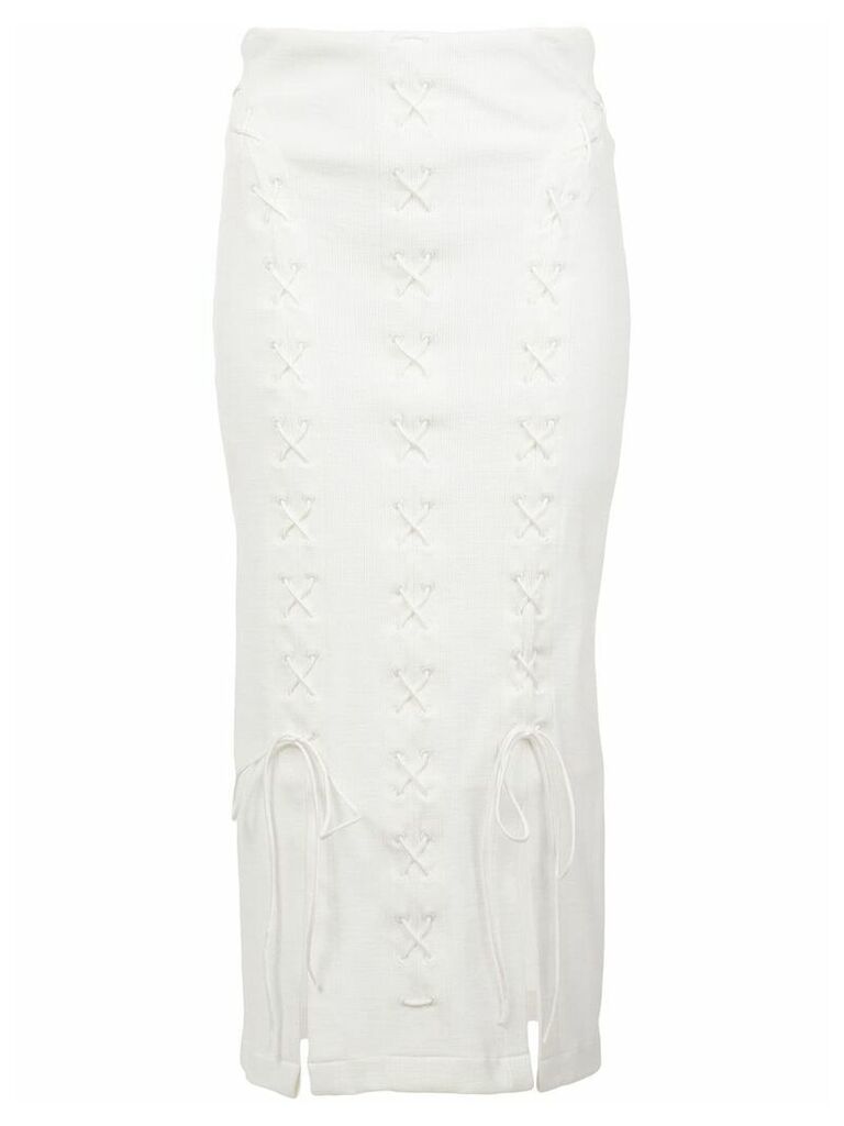 Kiki de Montparnasse lace-up midi skirt - White