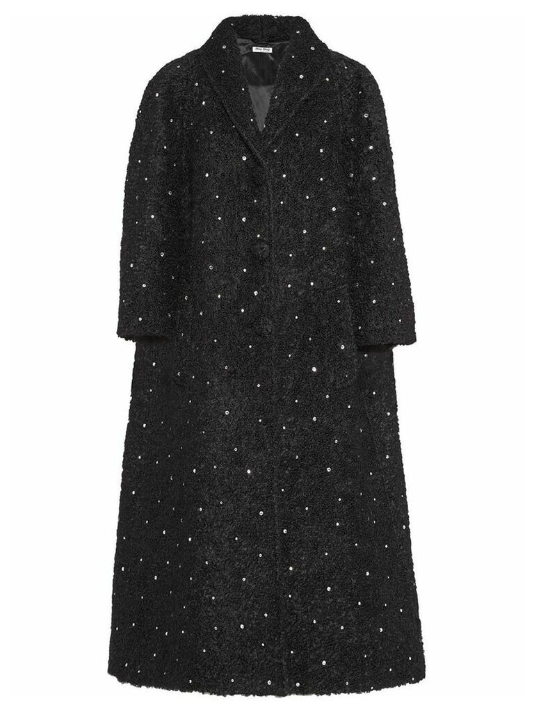 Miu Miu crystal embellished long coat - Black