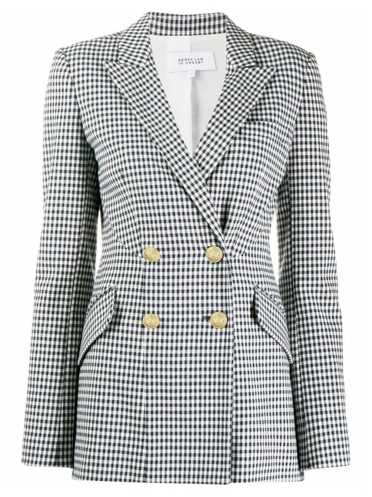 Derek Lam 10 Crosby Rodeo Double Breasted Gingham Twill Blazer - Blue