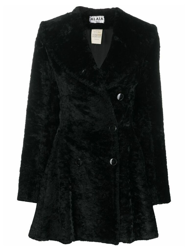 Alaïa Pre-Owned textured ruffled coat - Black